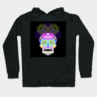 ñanduti night light ecopop skeleton catrina head in street graffiti style artsy 2 Hoodie